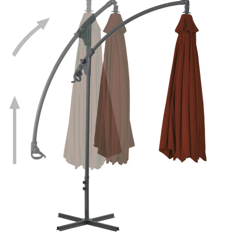 MAISON EXCLUSIVE - Parasol de jardin en porte-à-faux avec mât en acier terre cuite