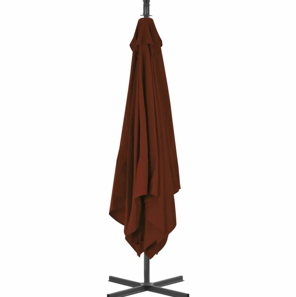 MAISON EXCLUSIVE - Parasol de jardin en porte-à-faux avec mât en acier terre cuite
