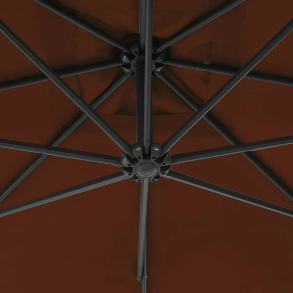 MAISON EXCLUSIVE - Parasol de jardin en porte-à-faux avec mât en acier terre cuite
