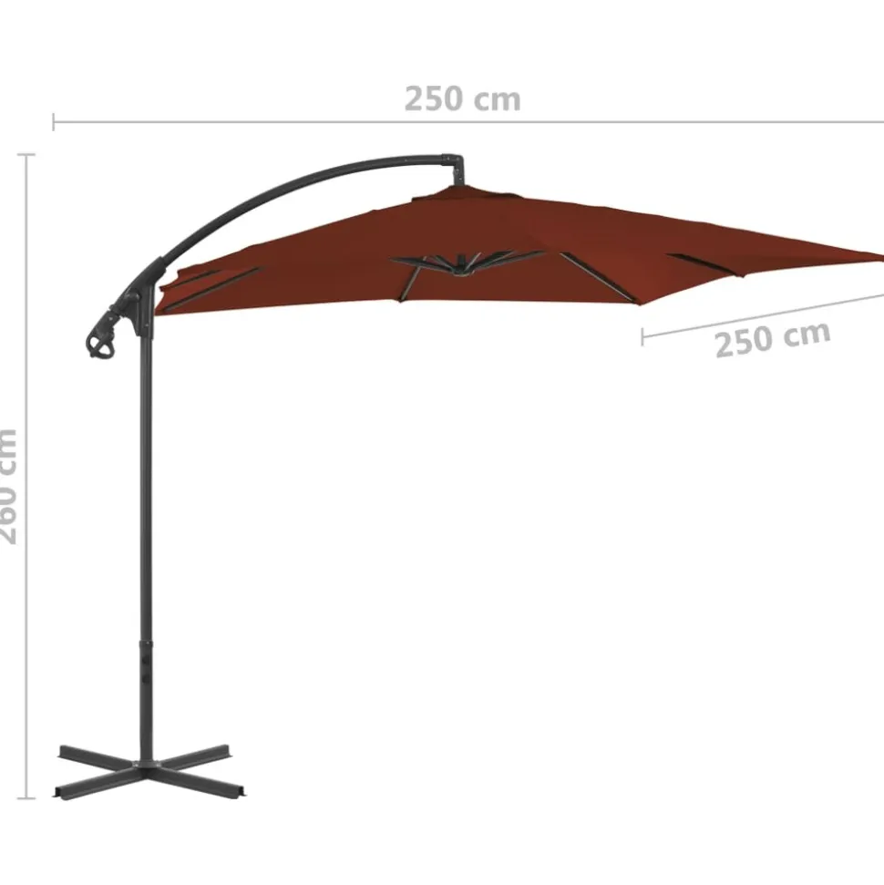 MAISON EXCLUSIVE - Parasol de jardin en porte-à-faux avec mât en acier terre cuite