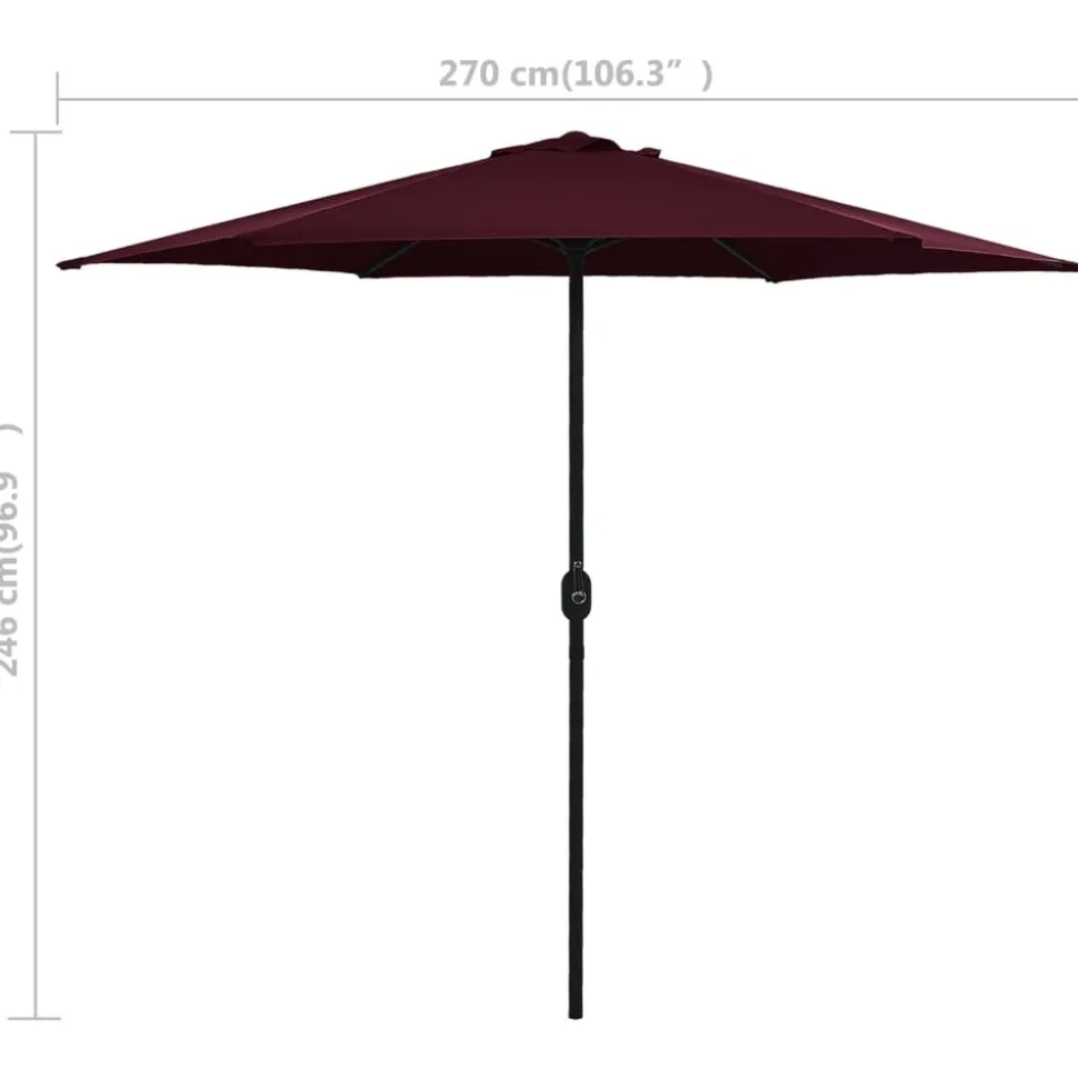 MAISON EXCLUSIVE - Parasol de jardin et mât en aluminium 270x246 cm rouge bordeaux