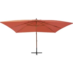 MAISON EXCLUSIVE - Parasol de jardin en porte-à-faux avec mât en bois terre cuite