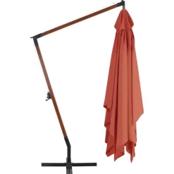 MAISON EXCLUSIVE - Parasol de jardin en porte-à-faux avec mât en bois terre cuite