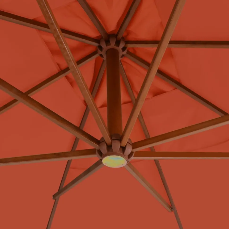 MAISON EXCLUSIVE - Parasol de jardin en porte-à-faux avec mât en bois terre cuite