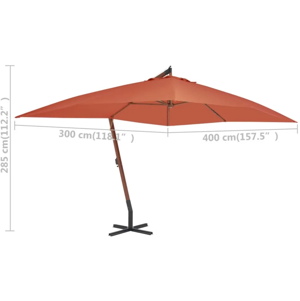 MAISON EXCLUSIVE - Parasol de jardin en porte-à-faux avec mât en bois terre cuite