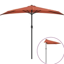 MAISON EXCLUSIVE - Parasol de balcon et mât en aluminium terre cuite 270x144x222cm