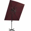 MAISON EXCLUSIVE - Parasol de jardin en porte-à-faux à double toit rouge bordeaux