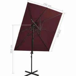 MAISON EXCLUSIVE - Parasol de jardin en porte-à-faux à double toit rouge bordeaux