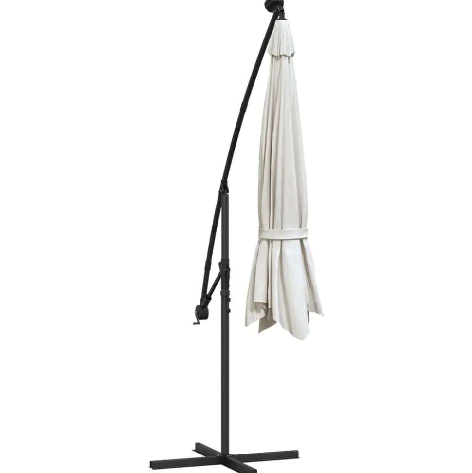 MAISON EXCLUSIVE - Parasol de jardin en porte-à-feux et lumières led mât en métal