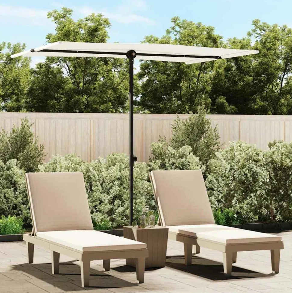 MAISON EXCLUSIVE - Parasol de jardin avec mât en aluminium 2x1,5 m blanc sable