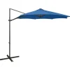 MAISON EXCLUSIVE - Parasol de jardin en porte-à-faux et mât et lumières led