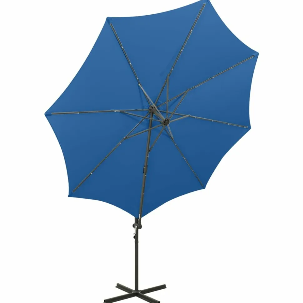 MAISON EXCLUSIVE - Parasol de jardin en porte-à-faux et mât et lumières led