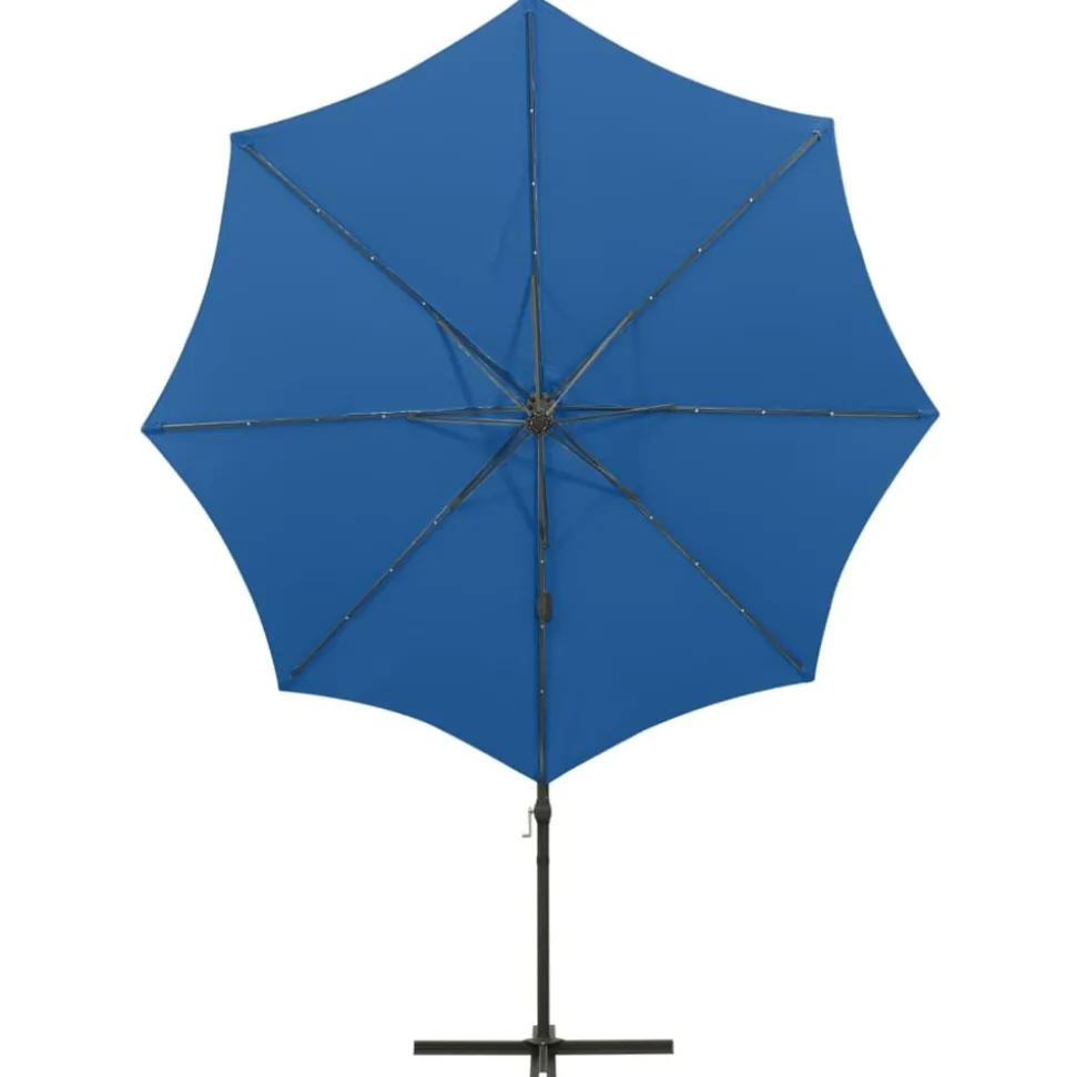 MAISON EXCLUSIVE - Parasol de jardin en porte-à-faux et mât et lumières led