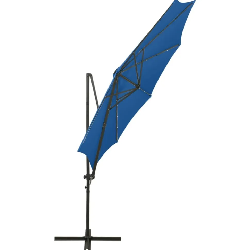 MAISON EXCLUSIVE - Parasol de jardin en porte-à-faux et mât et lumières led