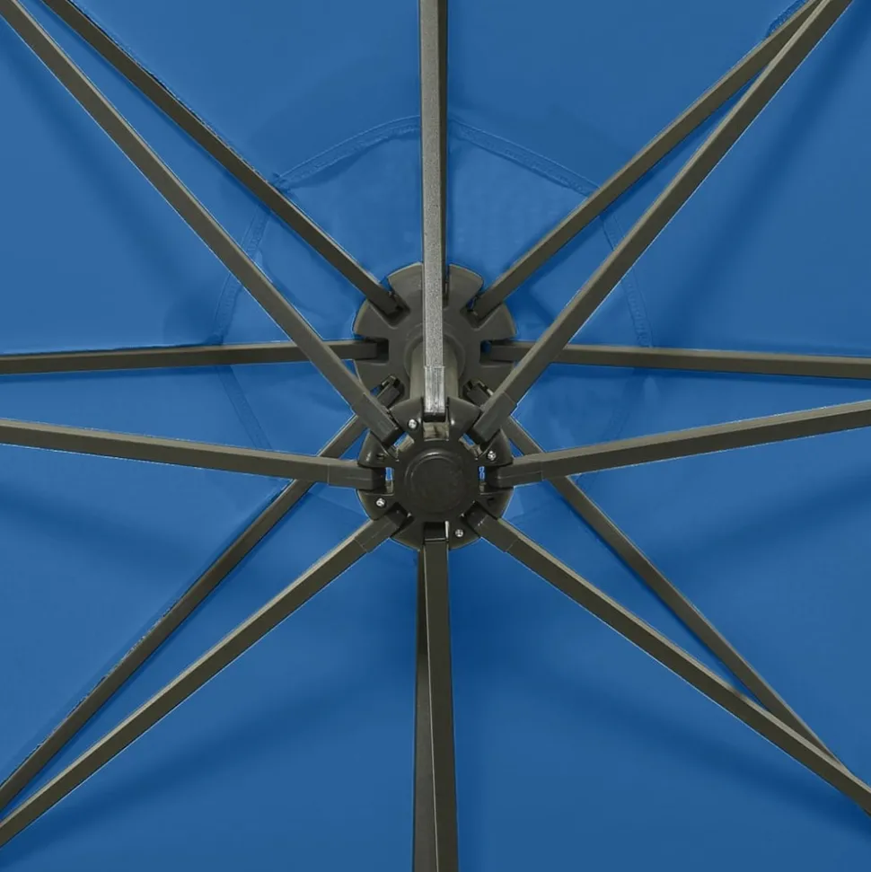 MAISON EXCLUSIVE - Parasol de jardin en porte-à-faux et mât et lumières led