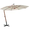 MAISON EXCLUSIVE - Parasol suspendu avec poteau en bois 350 cm blanc