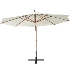 MAISON EXCLUSIVE - Parasol suspendu avec poteau en bois 350 cm blanc