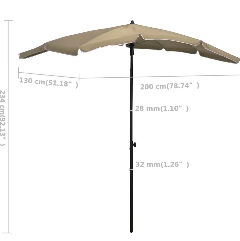 MAISON EXCLUSIVE - Parasol de jardin avec mât 200x130 cm taupe