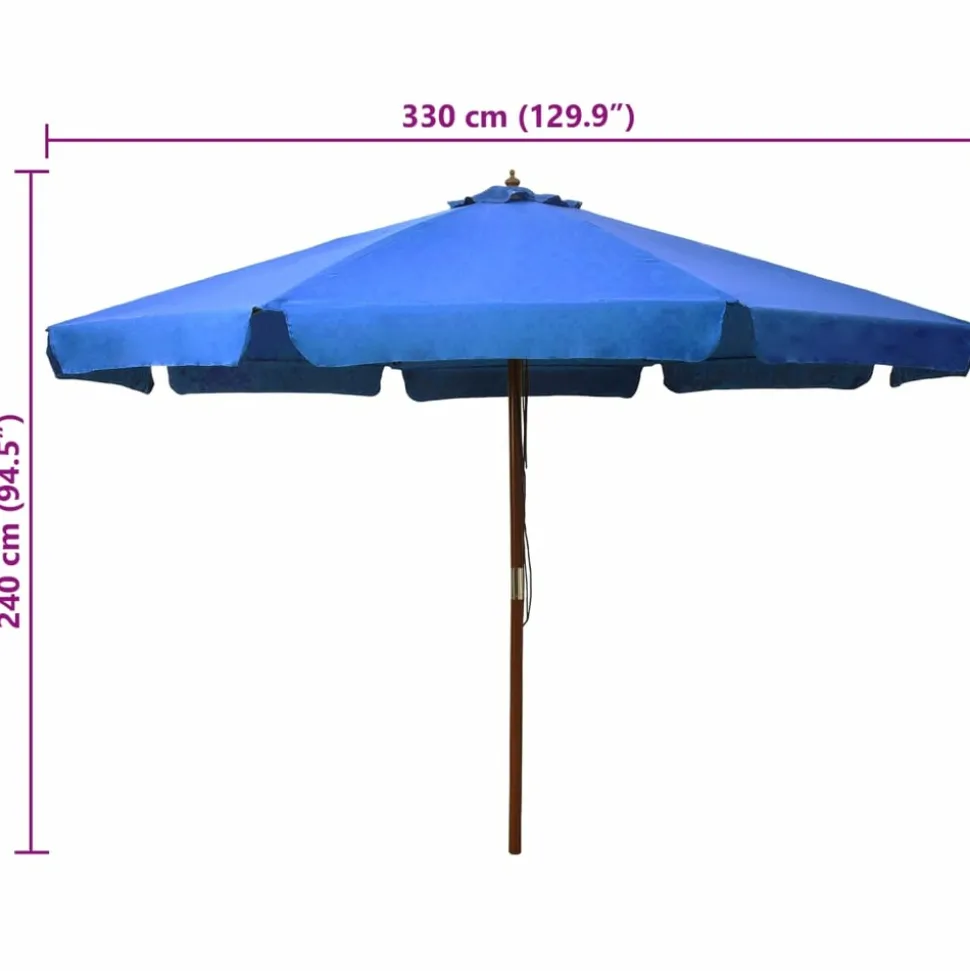 MAISON EXCLUSIVE - Parasol d'extérieur avec mât en bois 330 cm bleu azuré