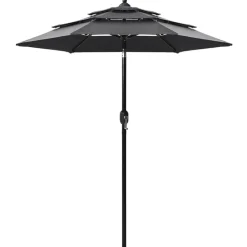 MAISON EXCLUSIVE - Parasol de jardin à 3 niveaux avec mât en aluminium anthracite