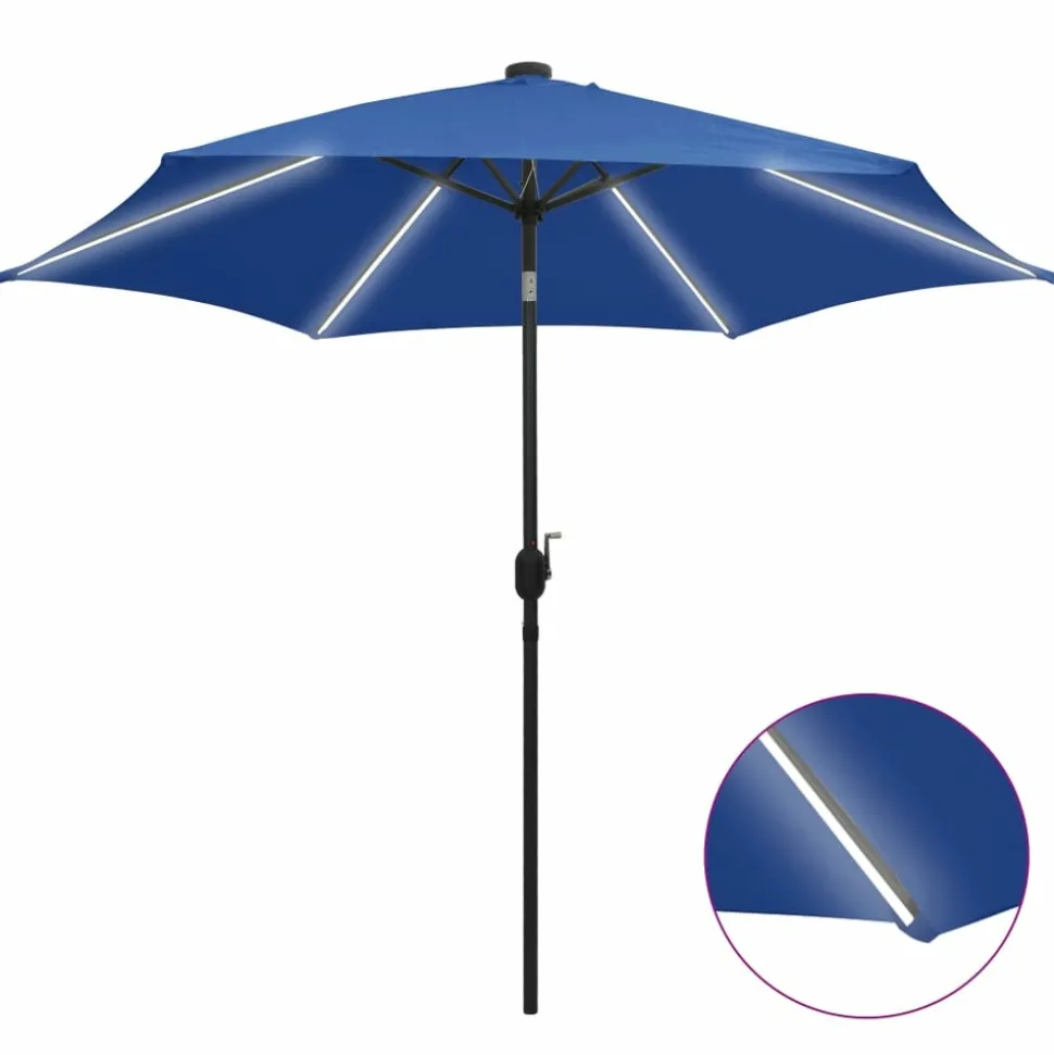 MAISON EXCLUSIVE - Parasol de jardin et lumières led mât en aluminium bleu azuré