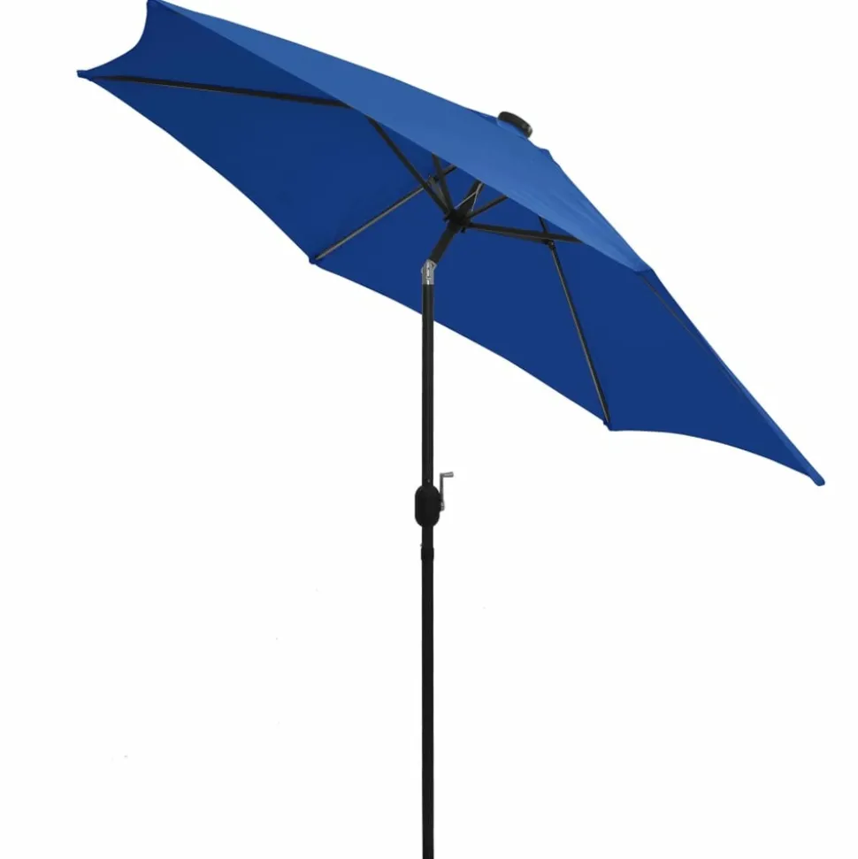 MAISON EXCLUSIVE - Parasol de jardin et lumières led mât en aluminium bleu azuré