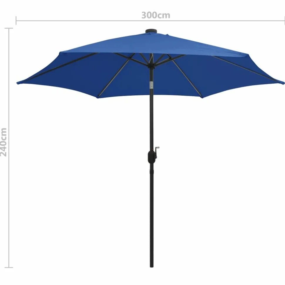 MAISON EXCLUSIVE - Parasol de jardin et lumières led mât en aluminium bleu azuré