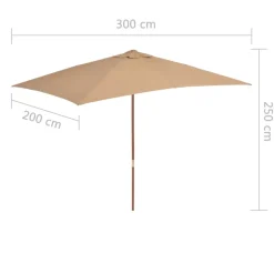 MAISON EXCLUSIVE - Parasol d'extérieur avec mât en bois 200 x 300 cm taupe