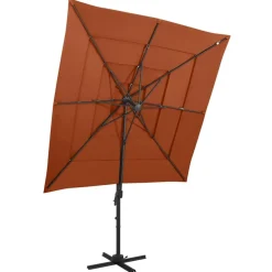 MAISON EXCLUSIVE - Parasol de jardin à 4 niveaux avec mât en aluminium terre cuite