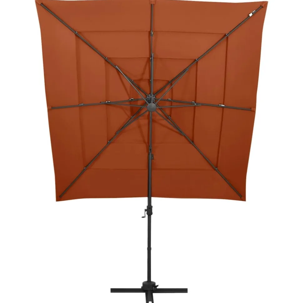 MAISON EXCLUSIVE - Parasol de jardin à 4 niveaux avec mât en aluminium terre cuite