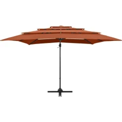 MAISON EXCLUSIVE - Parasol de jardin à 4 niveaux avec mât en aluminium terre cuite