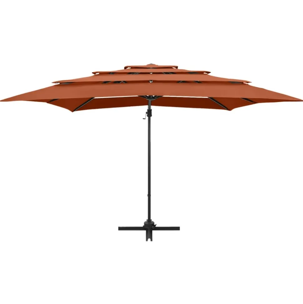 MAISON EXCLUSIVE - Parasol de jardin à 4 niveaux avec mât en aluminium terre cuite