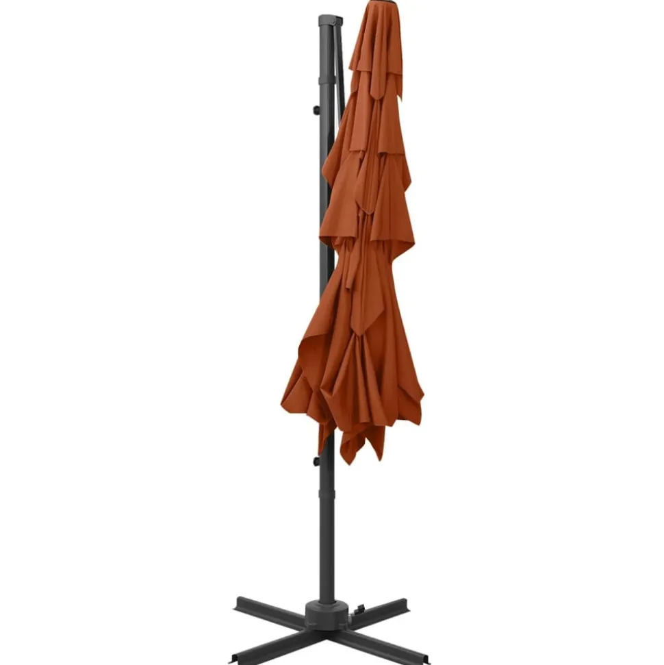 MAISON EXCLUSIVE - Parasol de jardin à 4 niveaux avec mât en aluminium terre cuite