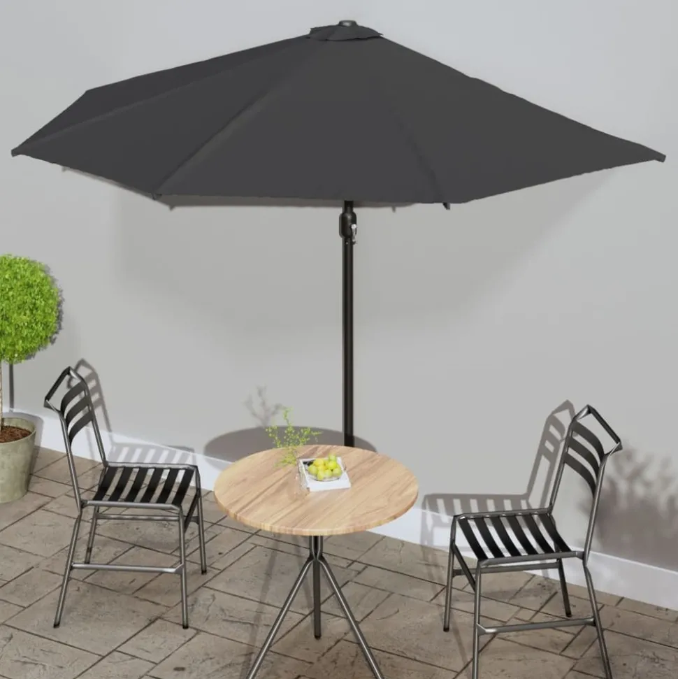 MAISON EXCLUSIVE - Parasol de balcon et mât en aluminium anthracite 300x155cm demi