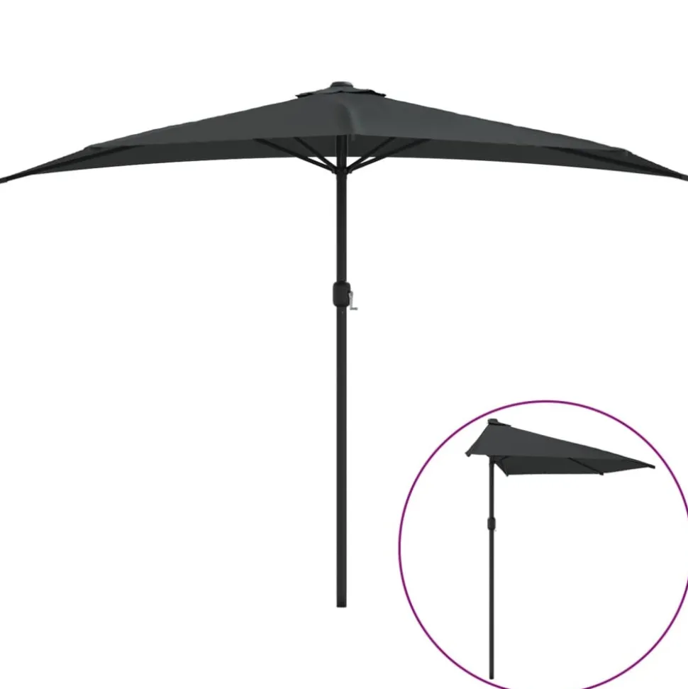 MAISON EXCLUSIVE - Parasol de balcon et mât en aluminium anthracite 300x155cm demi