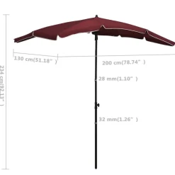 MAISON EXCLUSIVE - Parasol de jardin avec mât 200x130 cm rouge bordeaux