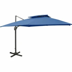 MAISON EXCLUSIVE - Parasol de jardin en porte-à-faux avec double toit bleu azur