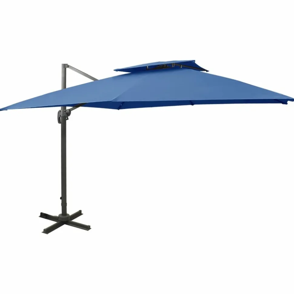 MAISON EXCLUSIVE - Parasol de jardin en porte-à-faux avec double toit bleu azur