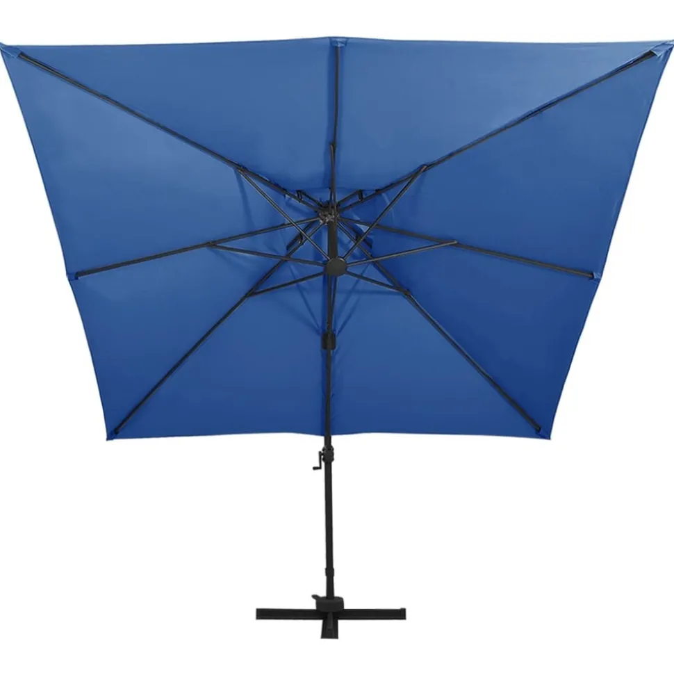 MAISON EXCLUSIVE - Parasol de jardin en porte-à-faux avec double toit bleu azur