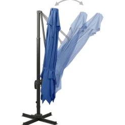 MAISON EXCLUSIVE - Parasol de jardin en porte-à-faux avec double toit bleu azur