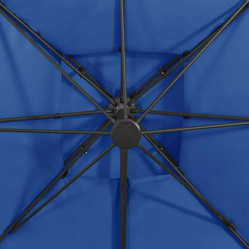 MAISON EXCLUSIVE - Parasol de jardin en porte-à-faux avec double toit bleu azur