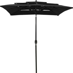MAISON EXCLUSIVE - Parasol de jardin à 3 niveaux avec mât en aluminium noir 2x2 m