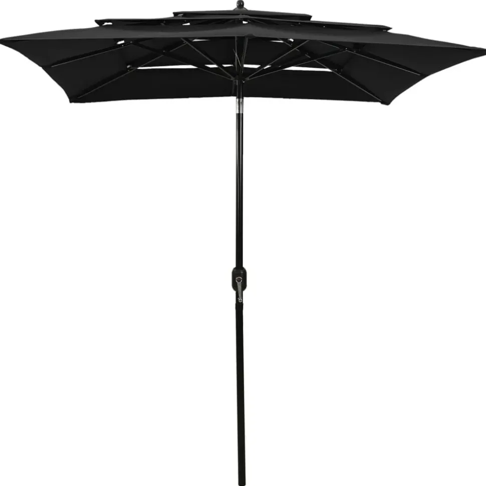 MAISON EXCLUSIVE - Parasol de jardin à 3 niveaux avec mât en aluminium noir 2x2 m