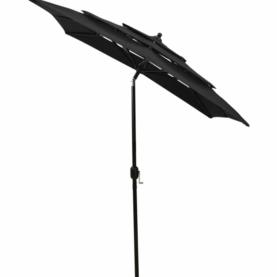 MAISON EXCLUSIVE - Parasol de jardin à 3 niveaux avec mât en aluminium noir 2x2 m