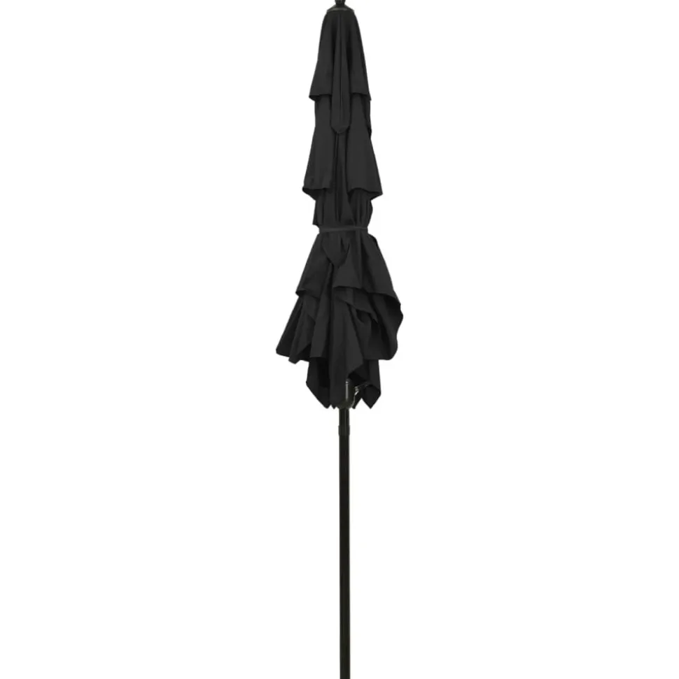 MAISON EXCLUSIVE - Parasol de jardin à 3 niveaux avec mât en aluminium noir 2x2 m