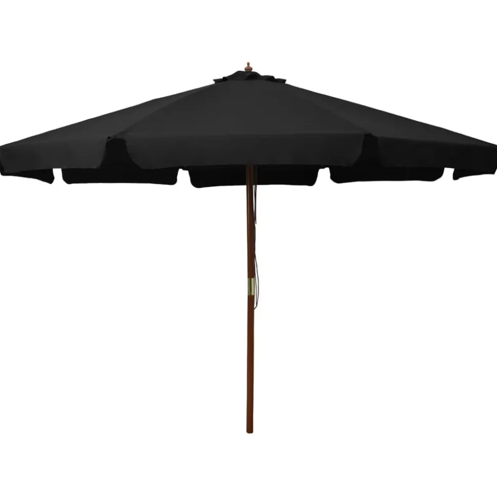 MAISON EXCLUSIVE - Parasol d'extérieur avec mât en bois 330 cm noir