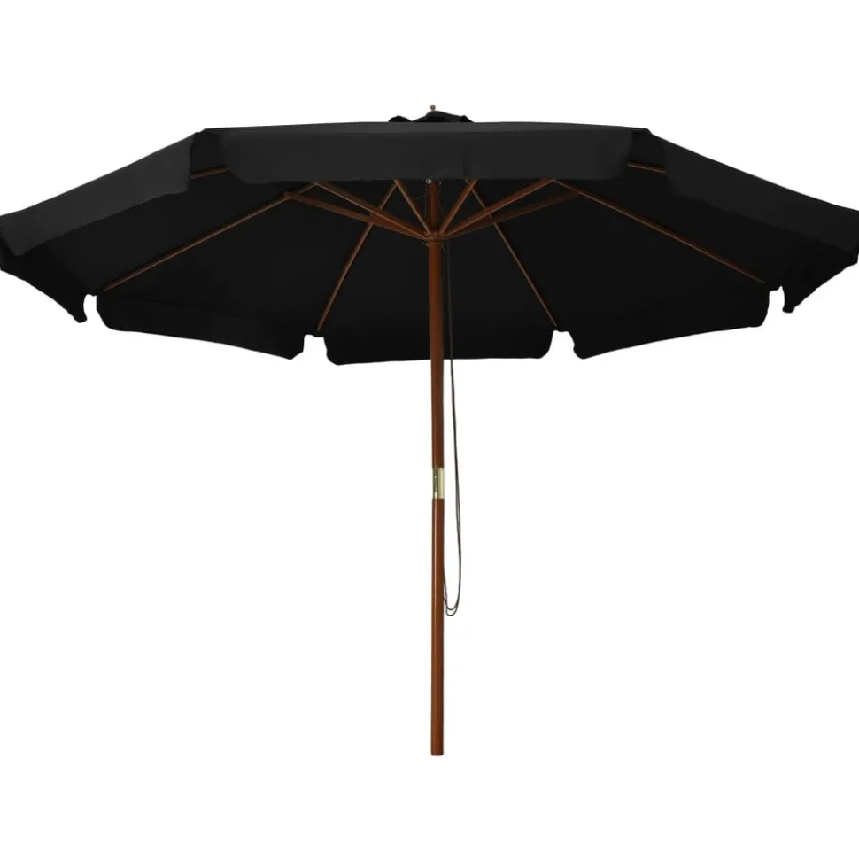 MAISON EXCLUSIVE - Parasol d'extérieur avec mât en bois 330 cm noir