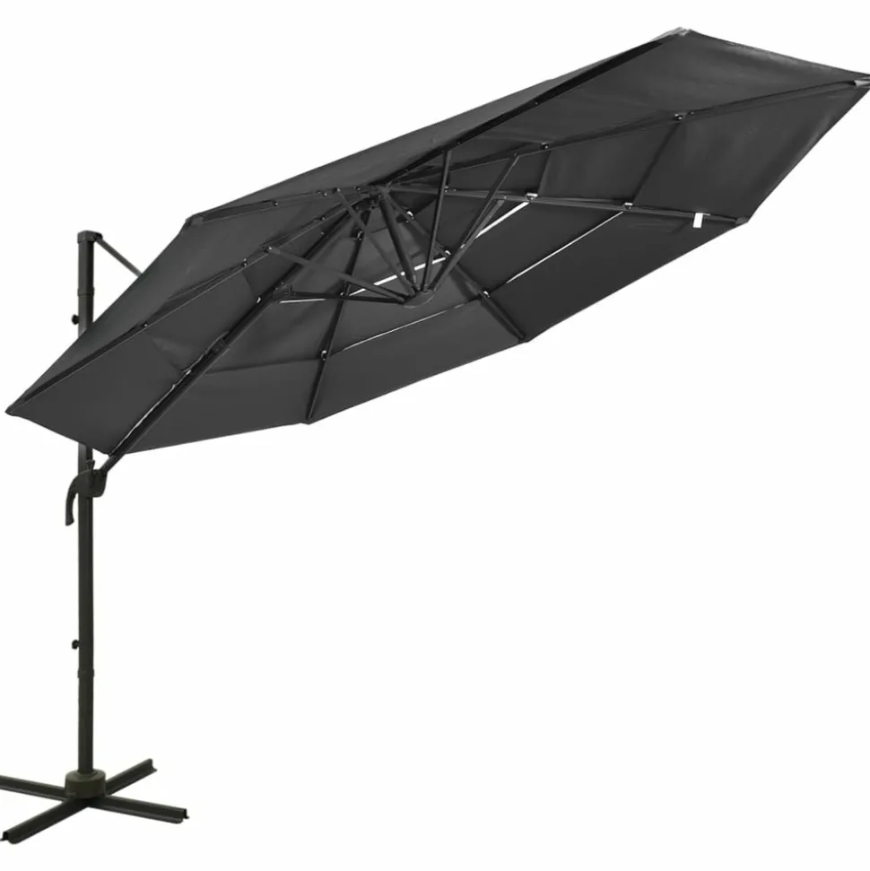 MAISON EXCLUSIVE - Parasol de jardin à 4 niveaux avec mât en aluminium anthracite