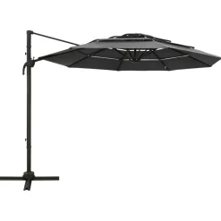 MAISON EXCLUSIVE - Parasol de jardin à 4 niveaux avec mât en aluminium anthracite