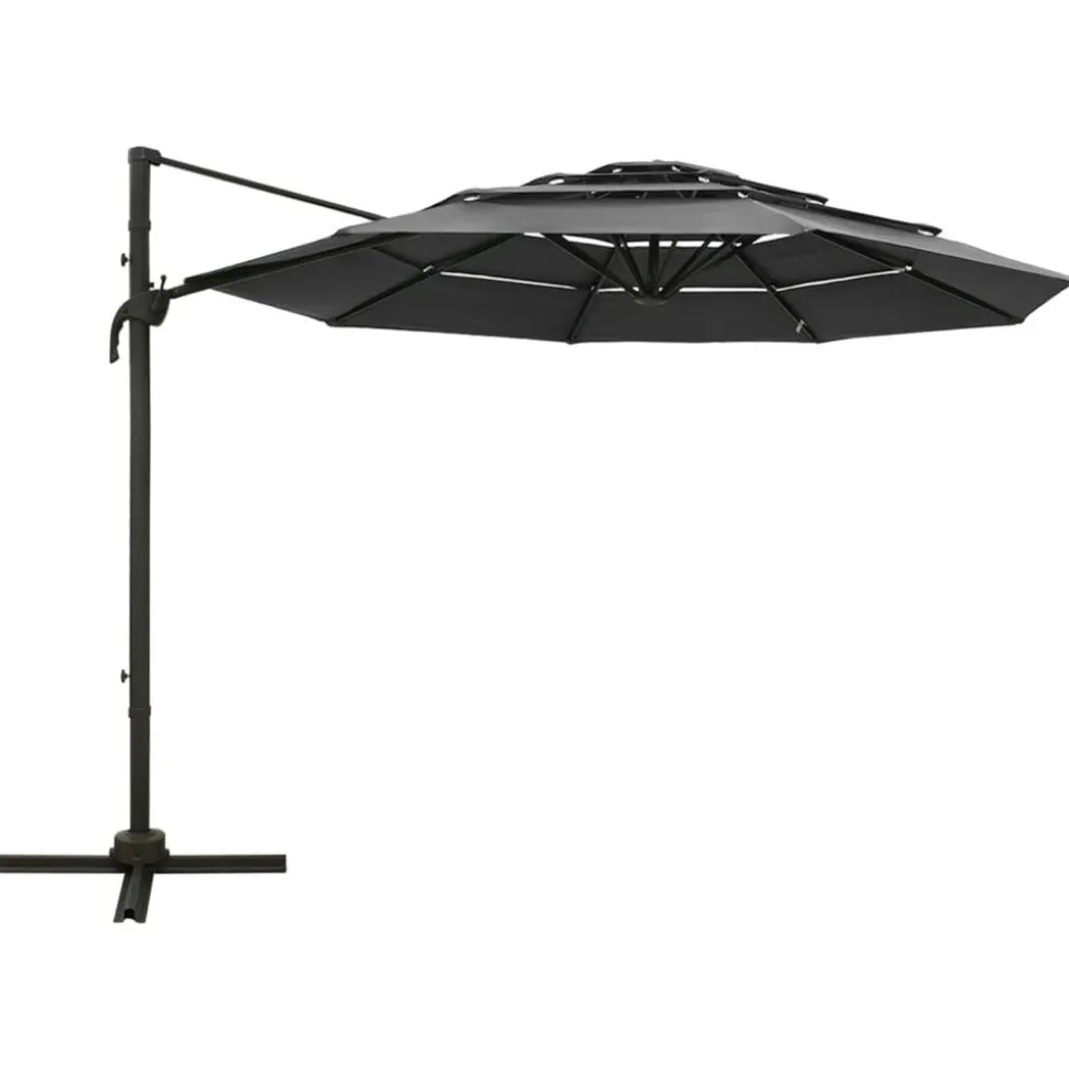 MAISON EXCLUSIVE - Parasol de jardin à 4 niveaux avec mât en aluminium anthracite